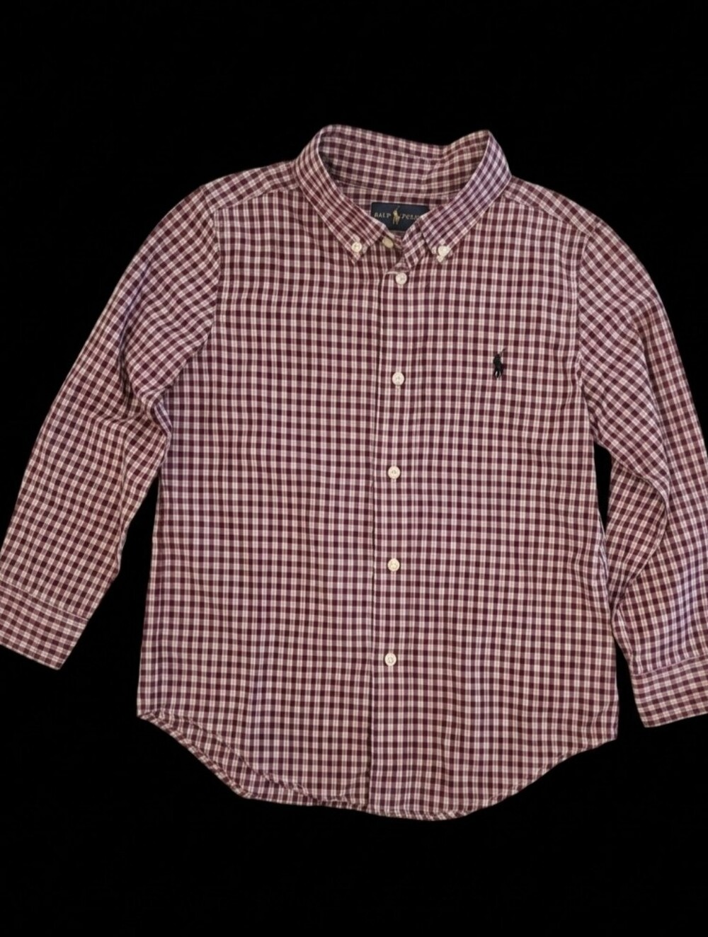 Polo Ralph Lauren Boys Long Sleeve Plaid Button Down Shirt Size 5 Red Blue